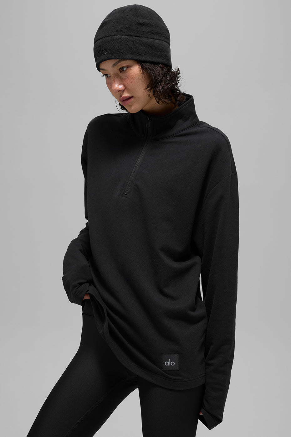 Double Take Long Sleeve 1/4 Zip - Black (WOMENSM3290R)