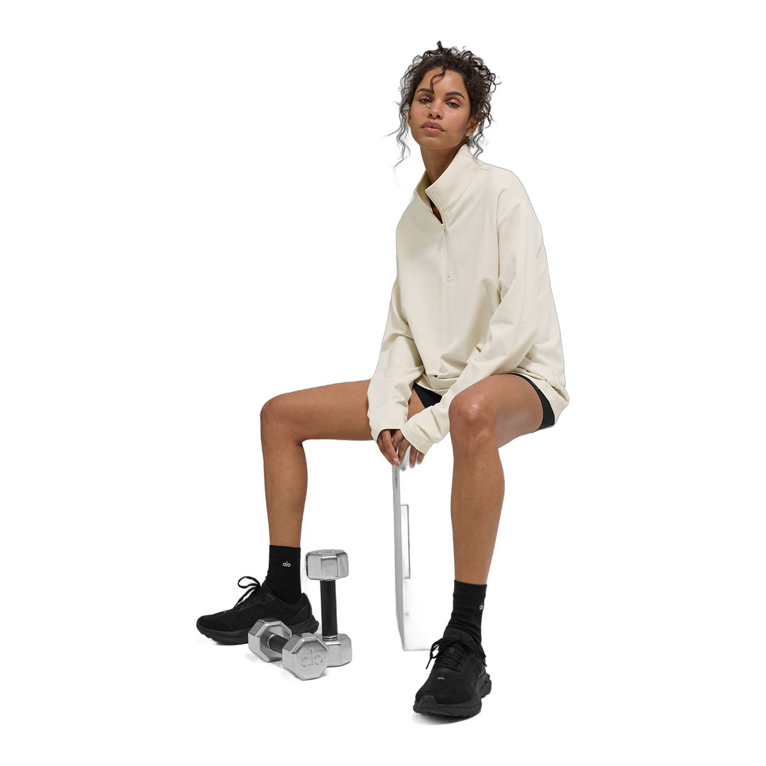 alo Double Take Long Sleeve 1/4 Zip - Bone by Alo Yoga
