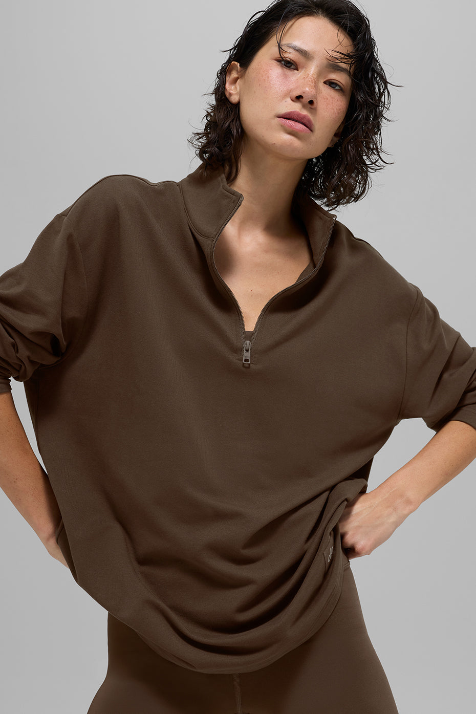 Double Take Long Sleeve 1/4 Zip - Espresso (WOMENSM3290R)