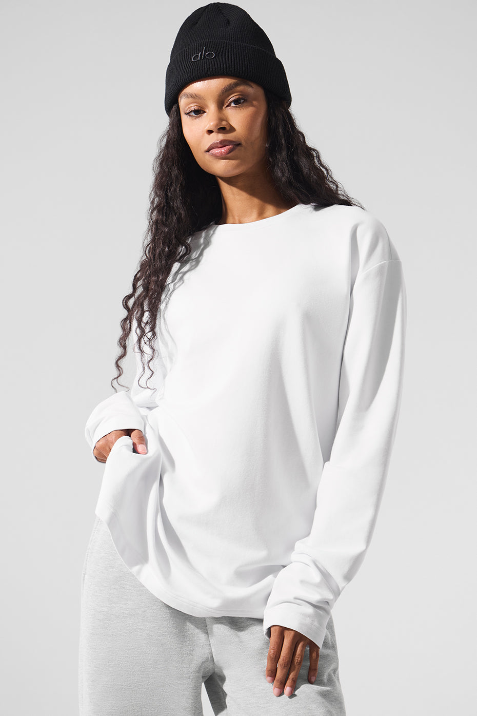 Double Take Long Sleeve Crew - White (WOMENSM3299R)