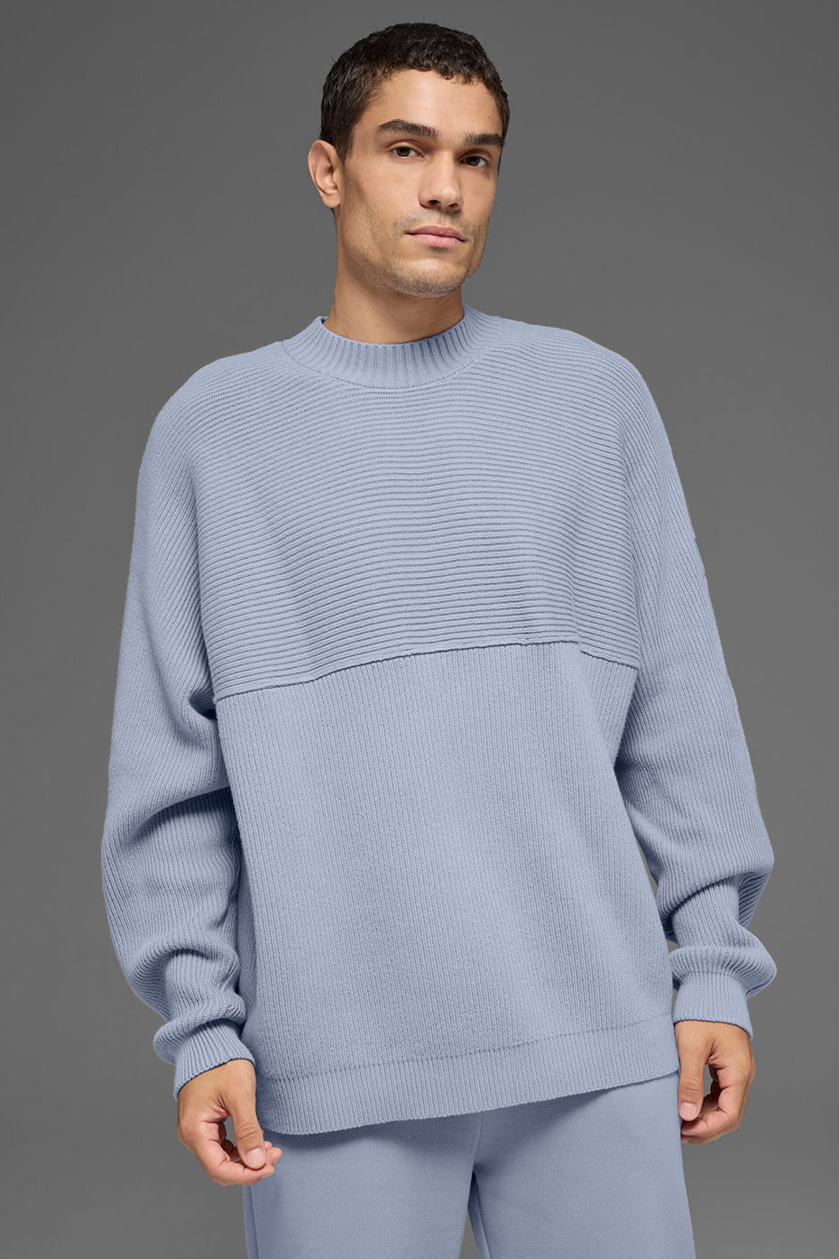 Domain Shift Rib Knit Sweater Crew - Winter Frost (M3304R)