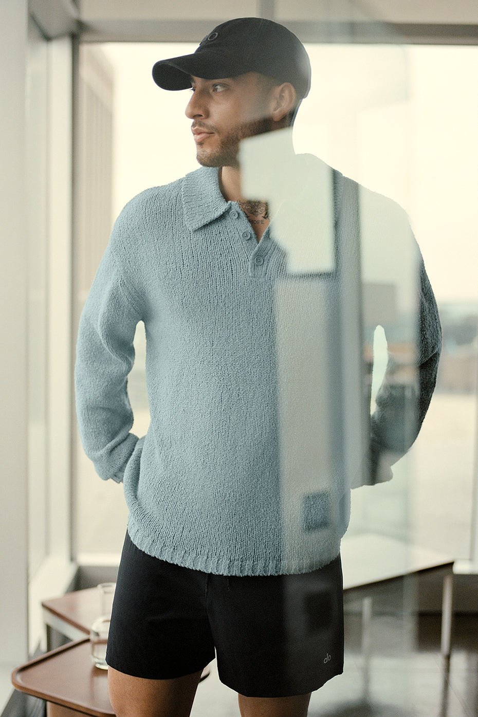 Textured Knit Long Sleeve Polo - Desert Sage (M3310R)