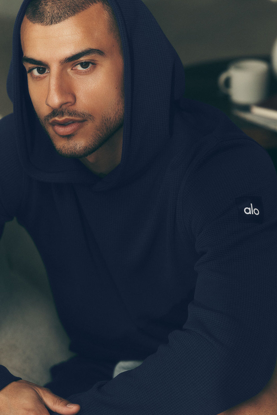 Waffle Lounge Hoodie - Navy (M3311R)