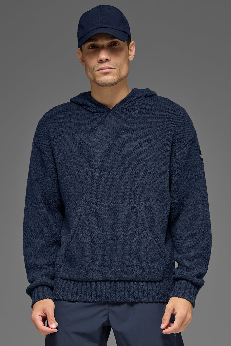 Textured Knit Hoodie - Navy (M3320R)