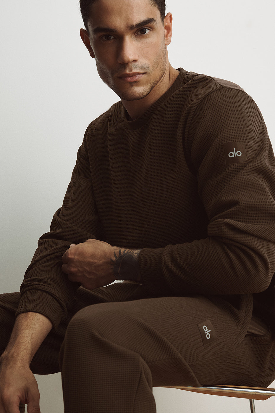 Waffle Lounge Long Sleeve Crew - Espresso (M3322R)