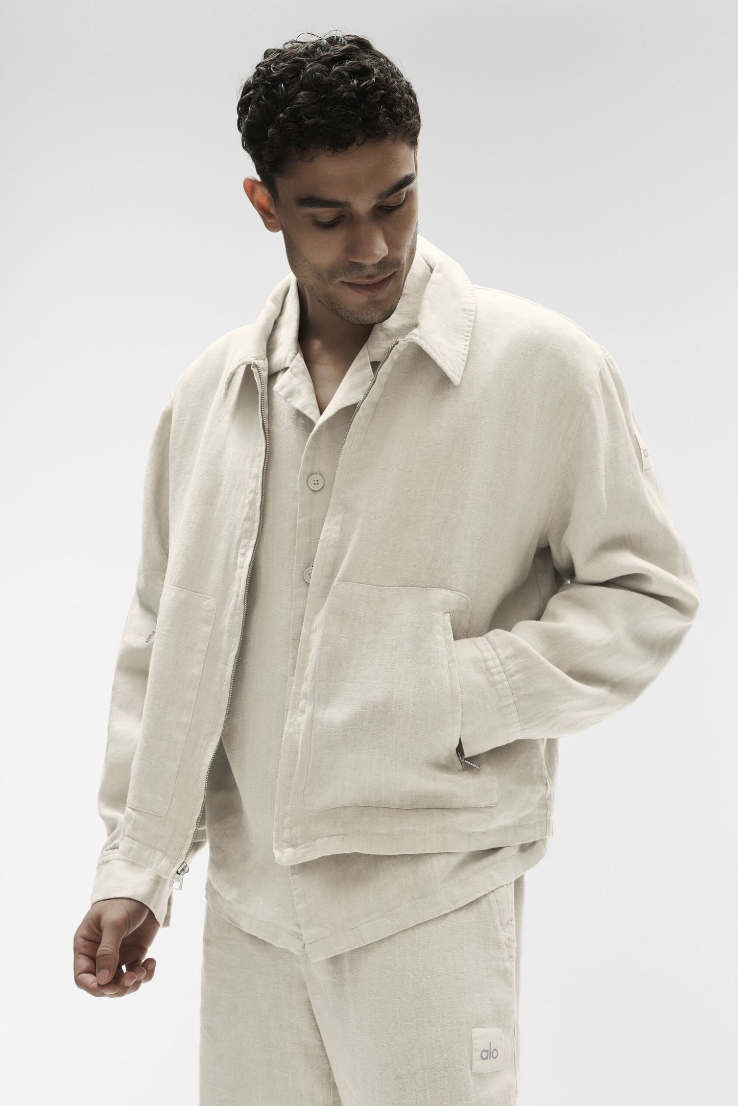 Linen Days Full Zip Jacket - Bone (M3338R)