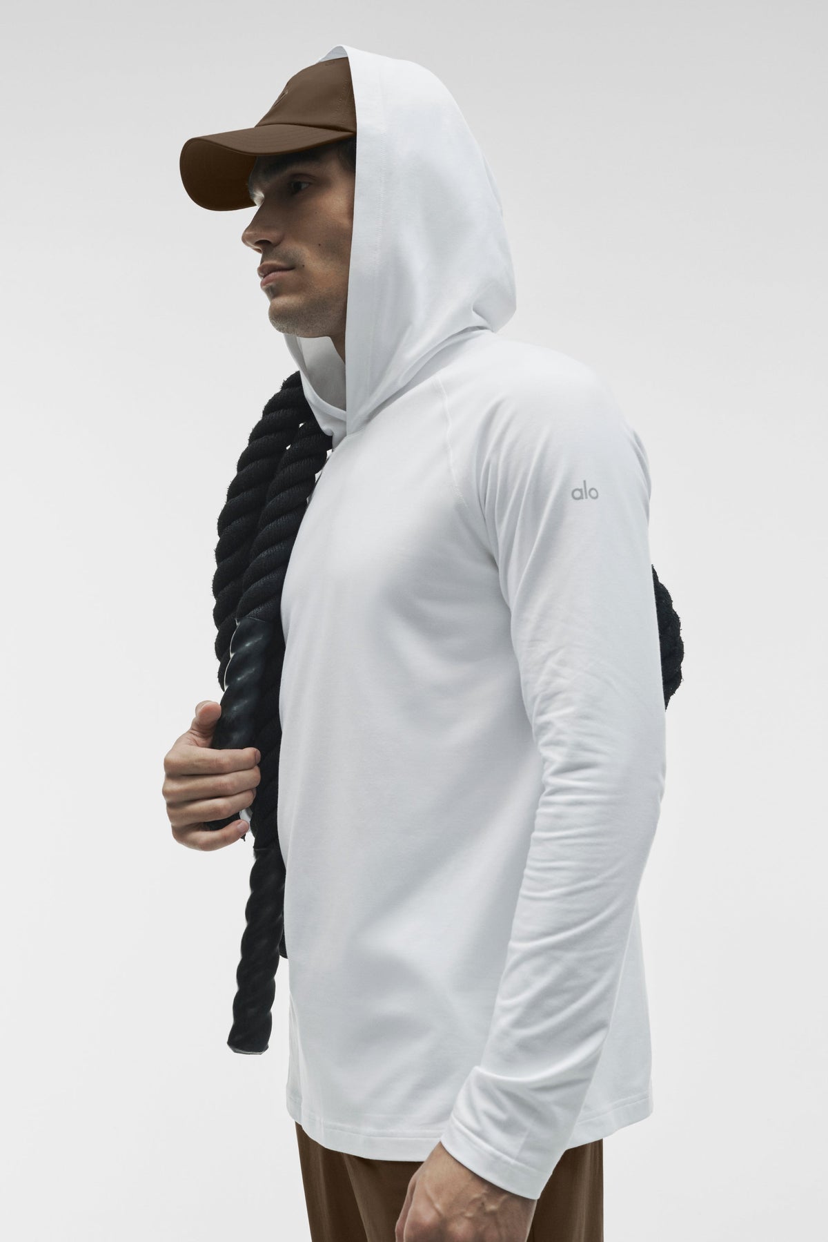 Alo Yoga Vapor Long Sleeve Hoodie in White, product image 4 of 4