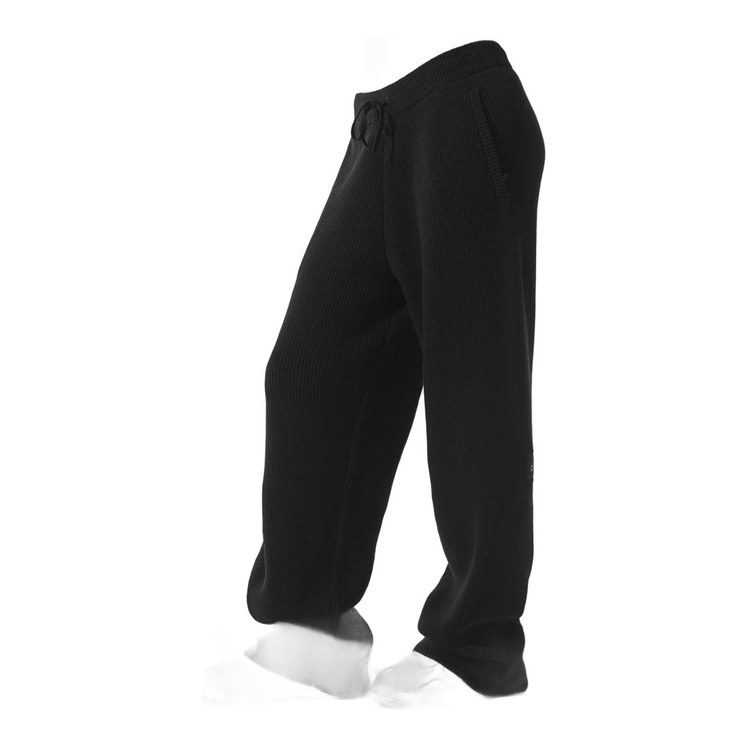 alo Domain Rib Knit Sweatpant - Black by Alo Yoga