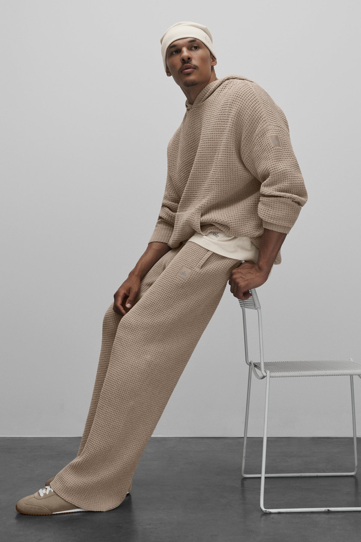 Alo Yoga Waffle Chenille Edition Straight Leg Pant in Gravel, product image 5 of 5