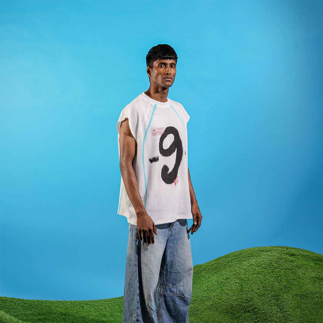 9 Spray White Sleeveless T Shirt by oddnoteven
