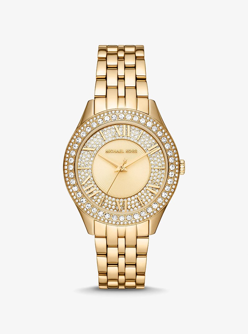 Women's Harlowe Pavé Gold-Tone Watch MK4709