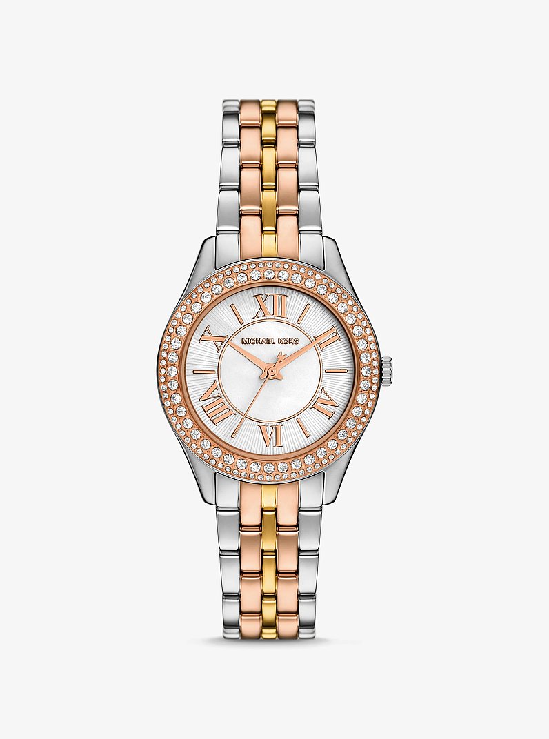 Women's Mini Harlowe Pavé Tri-Tone Watch MK4846