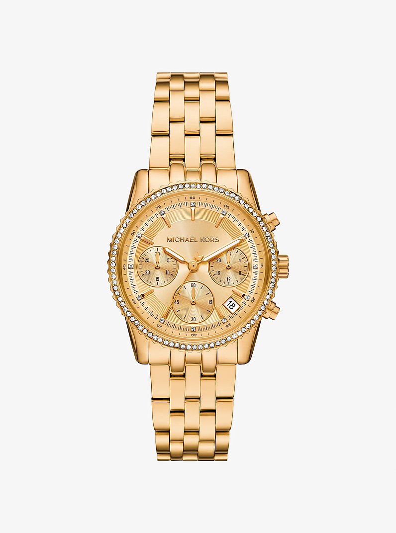 Women's Mini Bryant Pavé Gold-Tone Watch MK7530