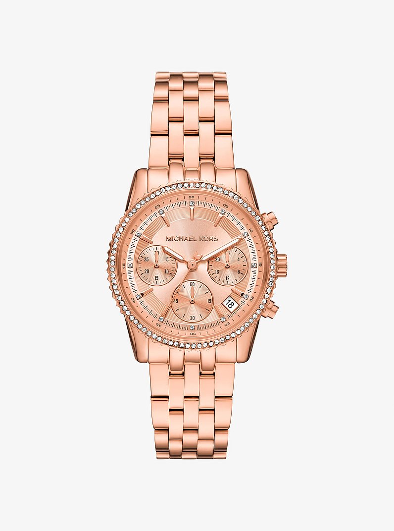 Women's Mini Bryant Pavé Rose Gold-Tone Watch MK7531