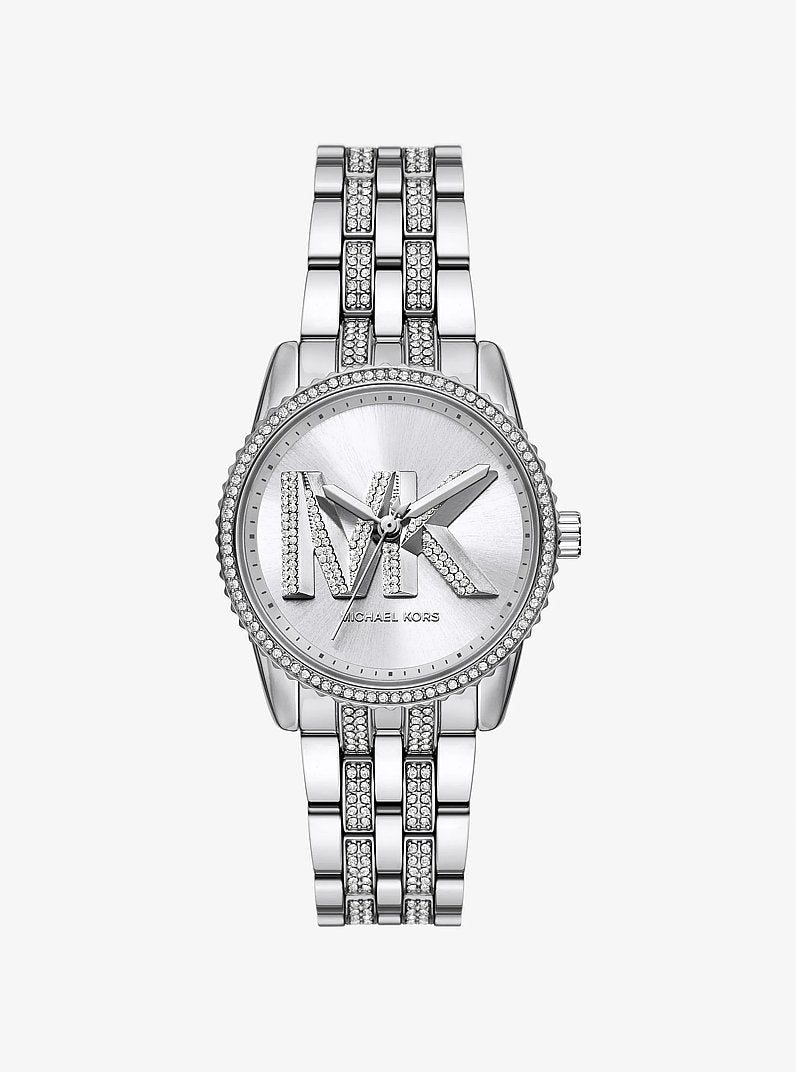 Women's Mini Bryant Pavé Logo Silver-Tone Watch MK7542