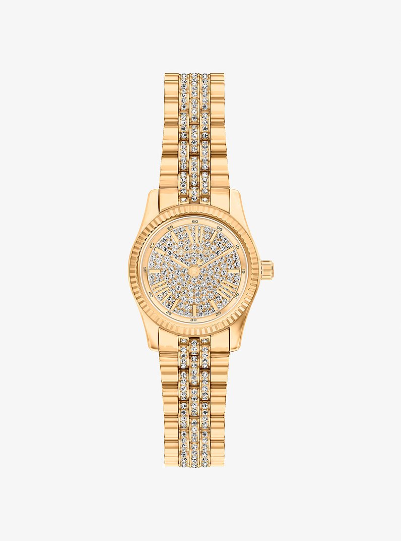 Women's Petite Lexington Pavé Gold-Tone Watch MK7575
