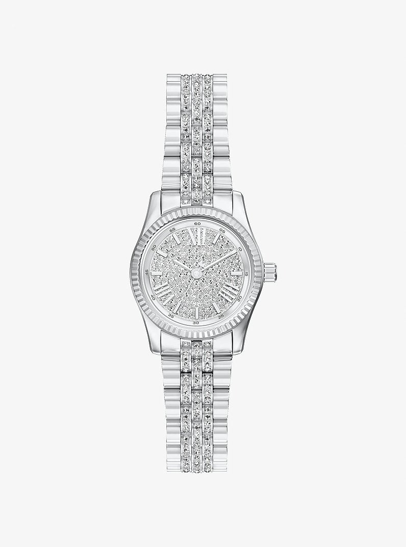 Women's Petite Lexington Pavé Silver-Tone Watch MK7577