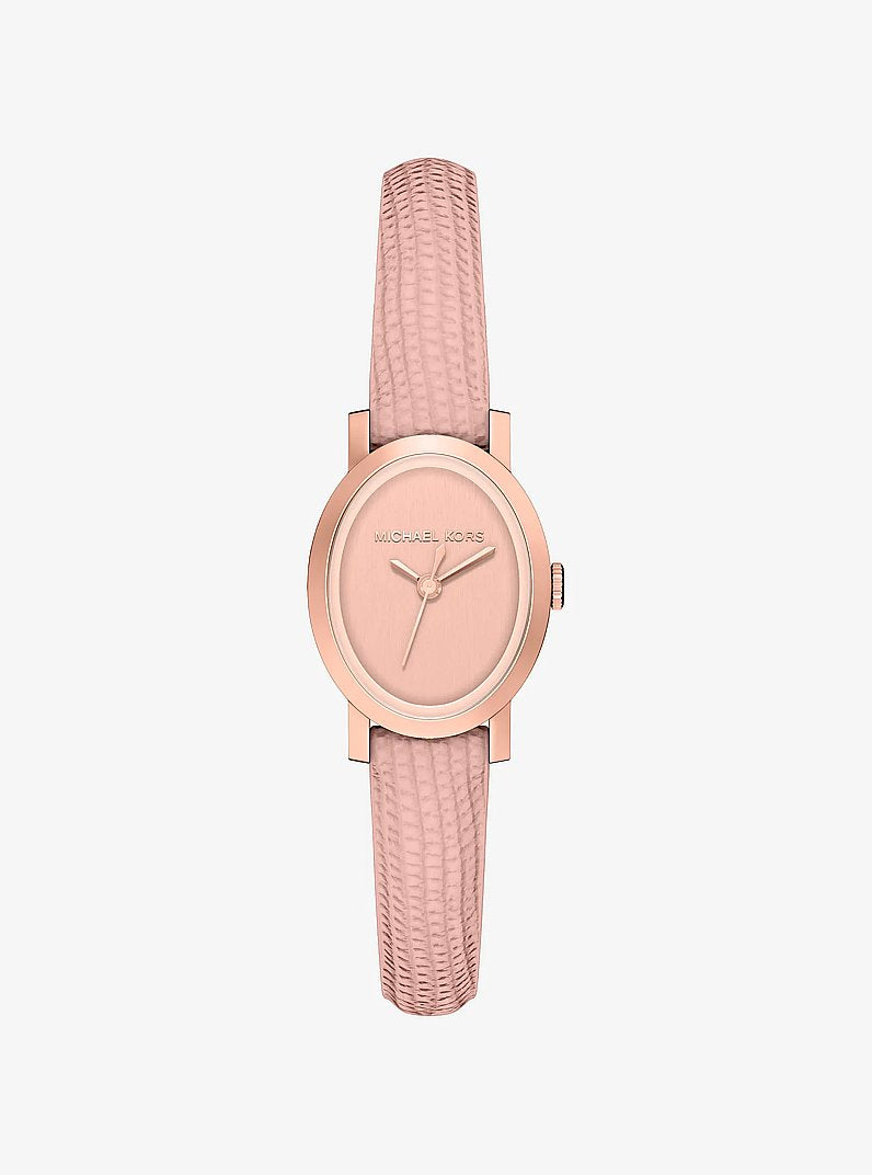 Women's Petite Maude Rose Gold-Tone and Lizard Embossed Leather Watch MK7587
