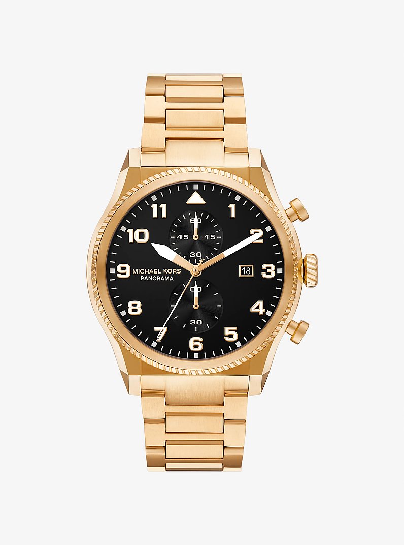 Men's Oversized Panorama Gold-Tone Watch MK9195