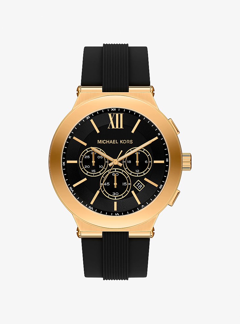 Men's Oversized Billie Gold-Tone and Silicone Watch MK9253