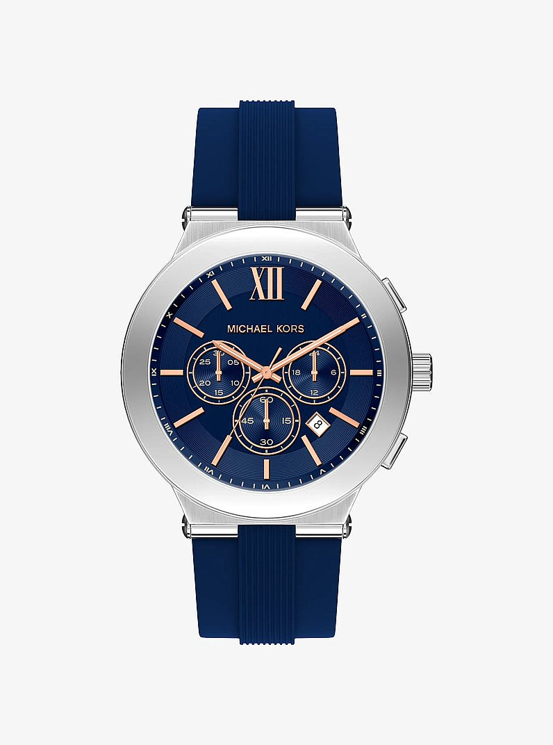 Men's Oversized Billie Silver-Tone and Silicone Watch MK9254