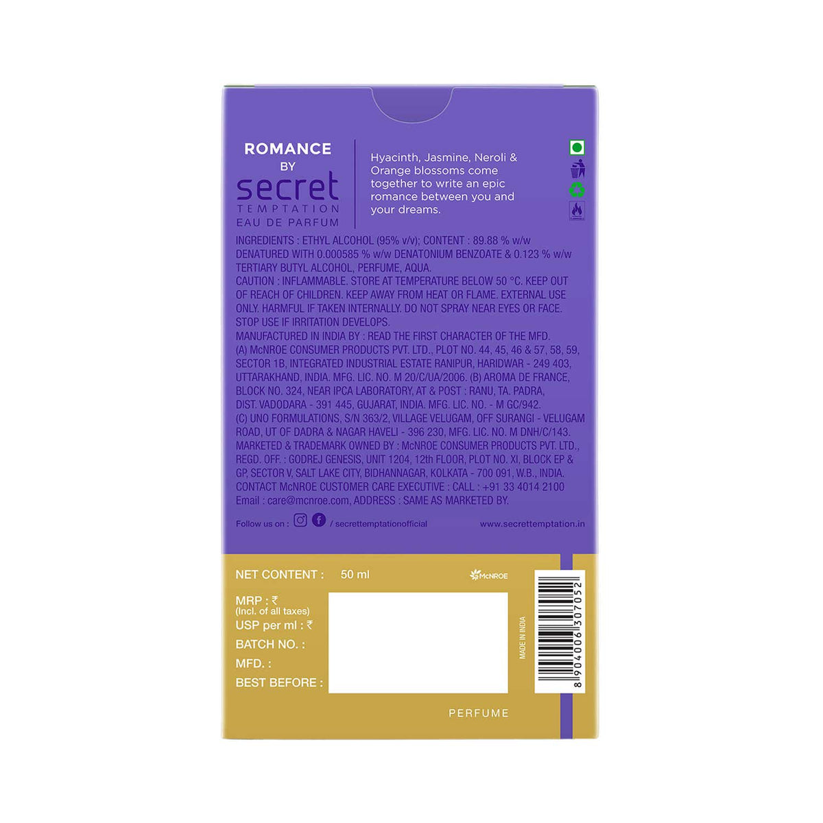 Secret Temptation Romance Eau De Parfum (50ml)
