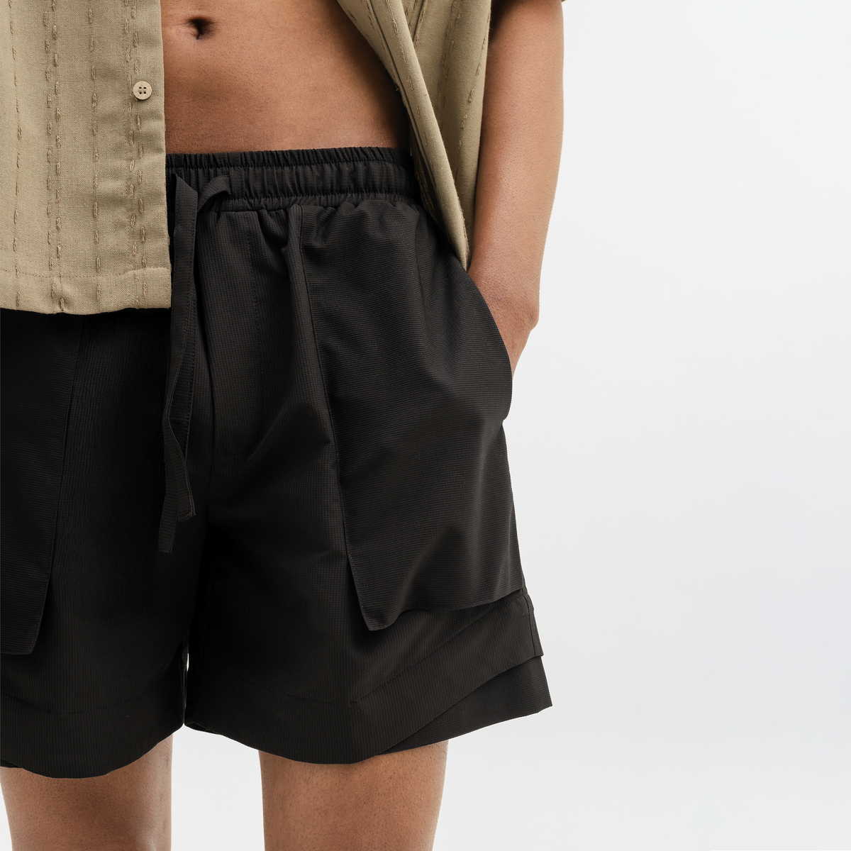 NYLON SHORTS- BLACK by Warping Theories