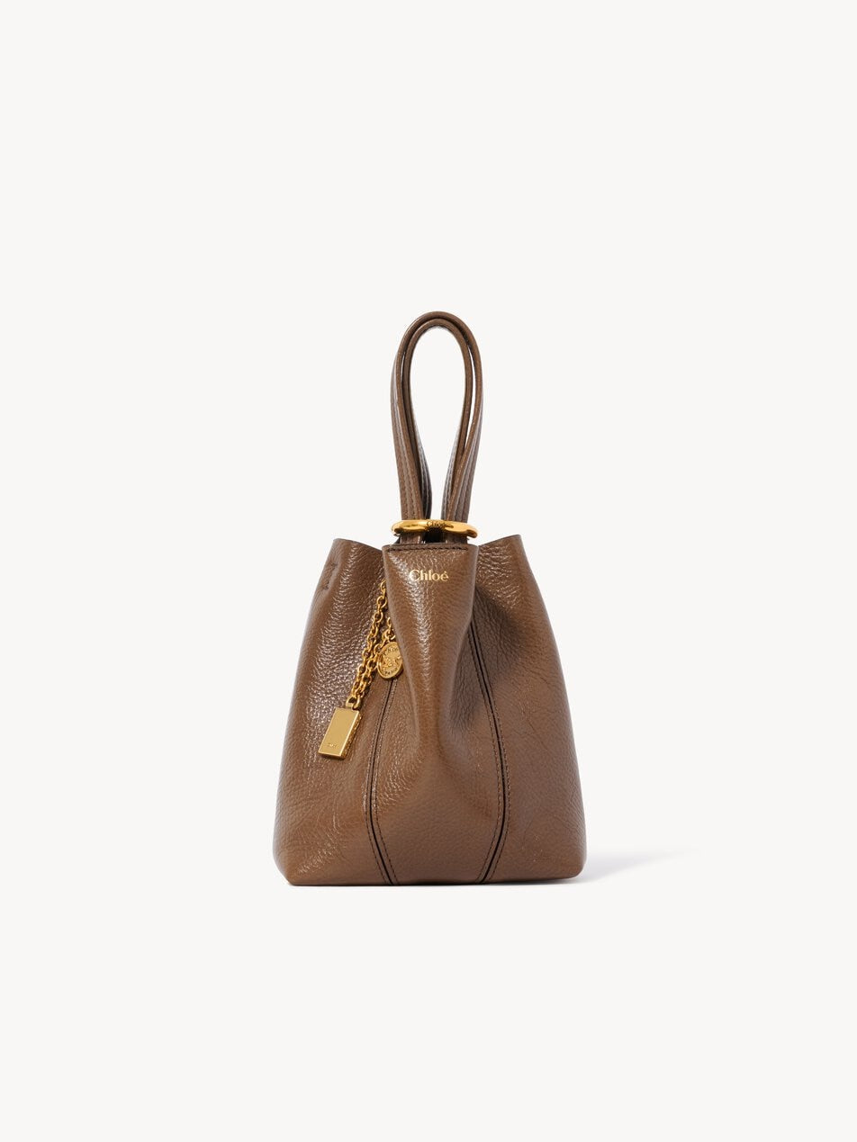 CHLOE Small Chloé Spin tote bag in grained leather Smoked Brown by CHLOE