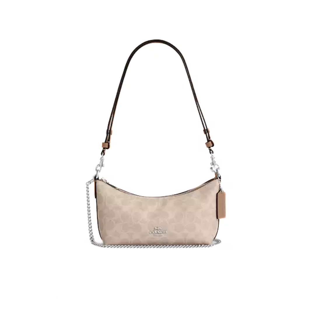COACH Caitlin Shoulder Bag In Signature Canvas Silver Sand Taupe by COACH