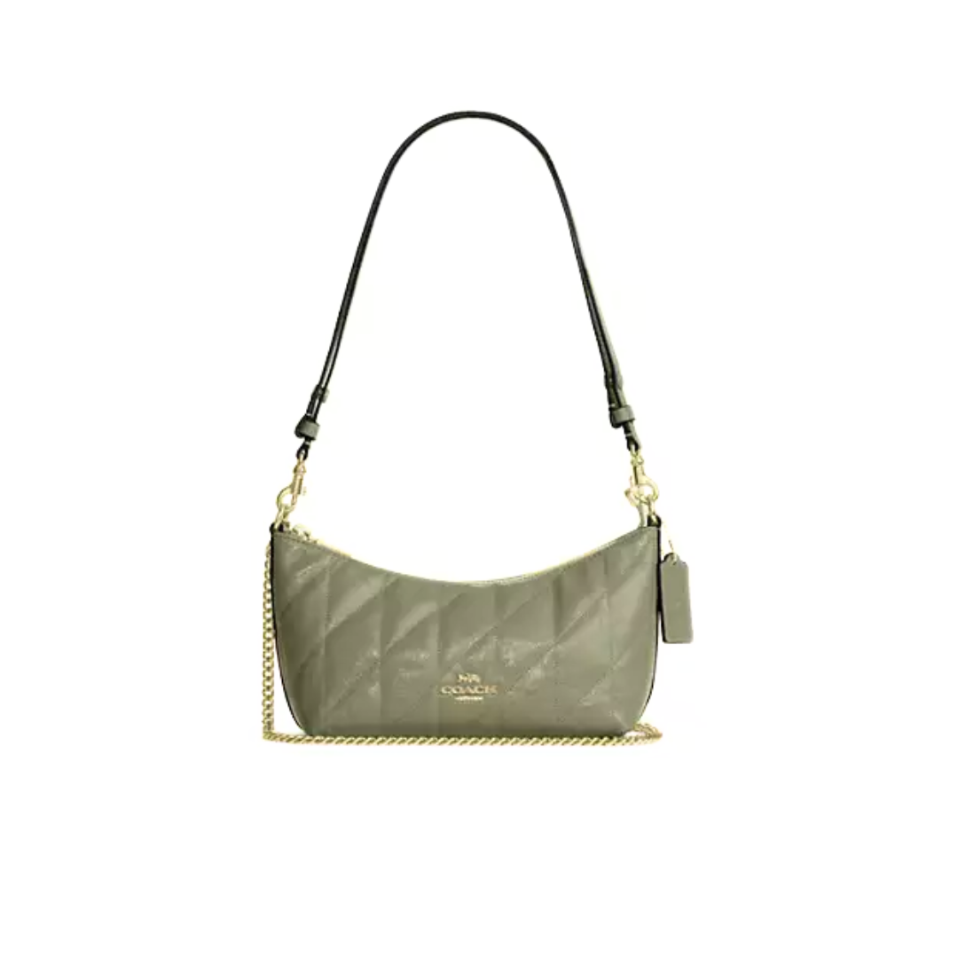 COACH Caitlin Shoulder Bag With Quilting glazed leather Gold Pistachio by COACH