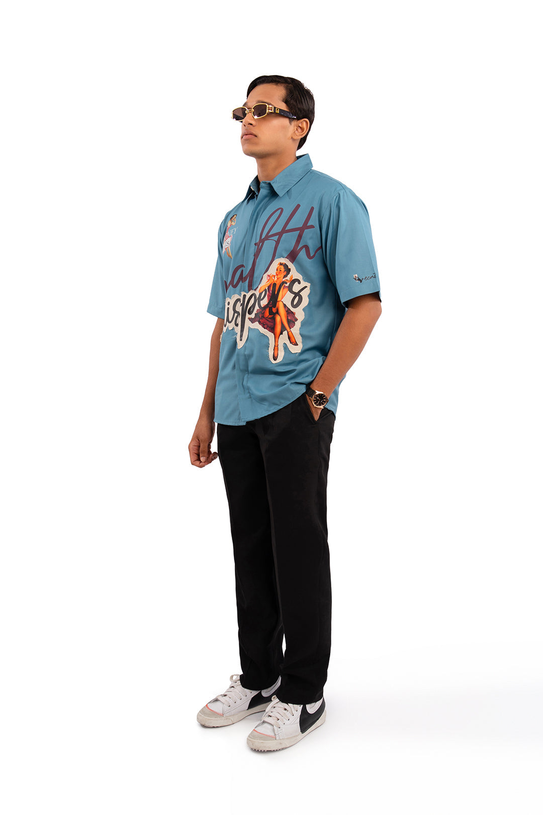 Wealth whispers shirt - Teal Blue by RECNSTRCT
