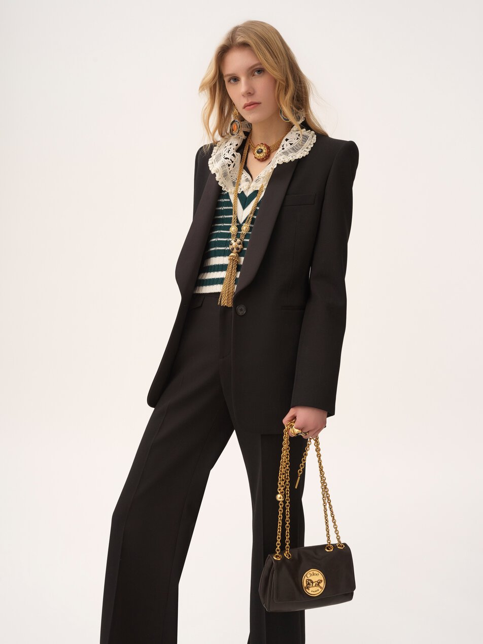 CHLOE Small Chloé Heritage shoulder bag in grained leather Black by CHLOE
