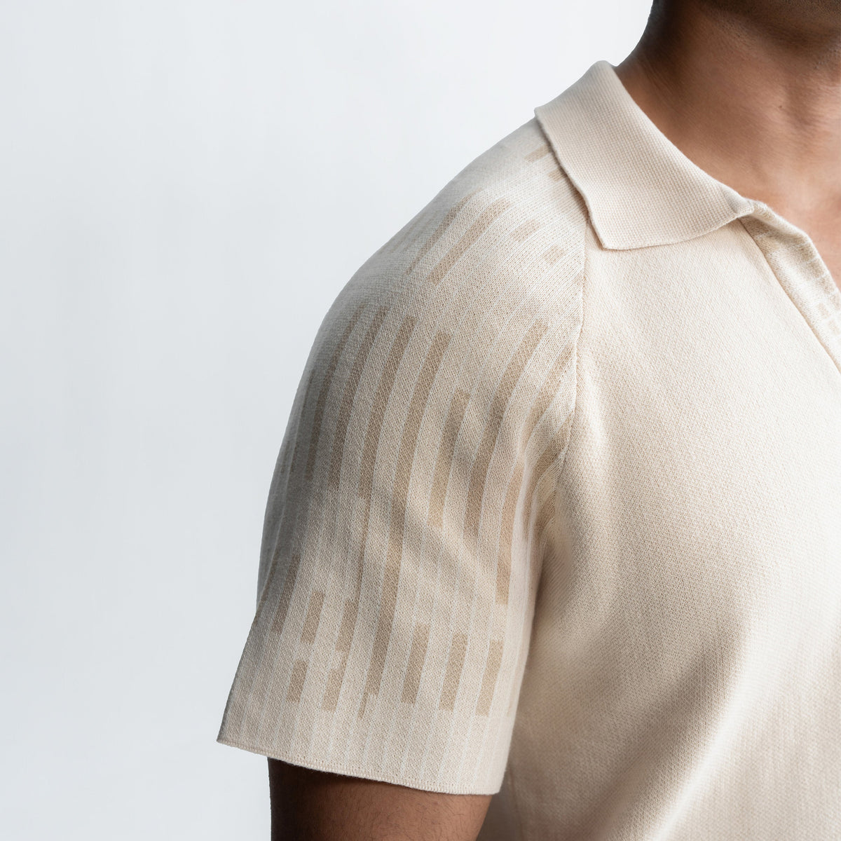 JACQUARD POLO T-SHIRT - SAND by Warping Theories