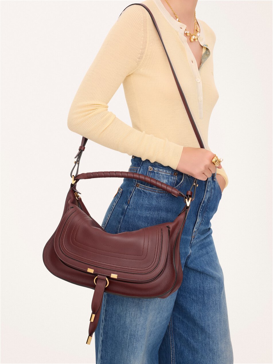 CHLOE Small Marcie shoulder bag in soft leather Dark Velvet by CHLOE