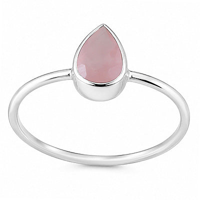 Gorgeous Plain Rose Quartz Pear Shape 925 Sterling Solid Silver Ring - main product photo (R1000254-15)