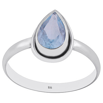 Stunning Beautiful Blue Topaz Pear Shape 925 Sterling Solid Silver Ring - R1000258-11