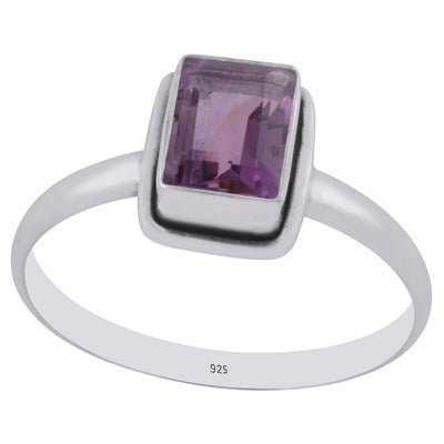 Gorgeous Beautiful Amethyst Rectangle Shape 925 Sterling Solid Silver Ring - R1000259-1