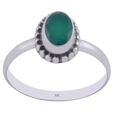 Stunning Rawa Work Around Green Onyx Oval Shape 925 Sterling Solid Silver Ring - R1000261-12