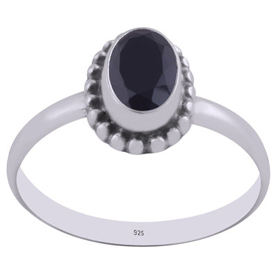 Stunning Rawa Work Around Black Onyx Oval Shape 925 Sterling Solid Silver Ring - R1000261-14