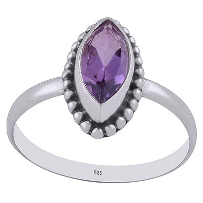 Handcrafted Rawa Work Around Amethyst Marquise Shape 925 Sterling Solid Silver Ring - R1000265-1