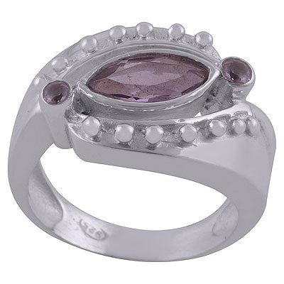 Gorgeous Rawa Work Around Amethyst Round,Marquise Shape 925 Sterling Solid Silver Ring - R1000362-28