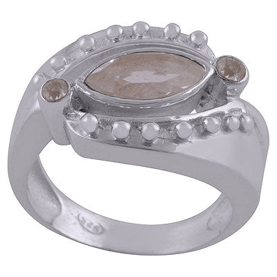 Gorgeous Rawa Work Around Crystal Round,Marquise Shape 925 Sterling Solid Silver Ring - R1000362-56