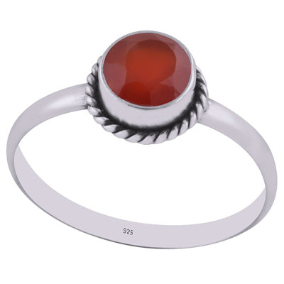 Beautiful Wire Work Around Carnelian Round Shape 925 Sterling Solid Silver Ring - R1000423-11