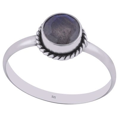 Beautiful Wire Work Around Labradorite Round Shape 925 Sterling Solid Silver Ring - R1000423-7