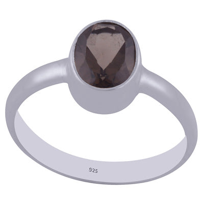 Beautifully Seated Gemston Smoky Topaz Oval Shape 925 Sterling Solid Silver Ring - R1000446-6