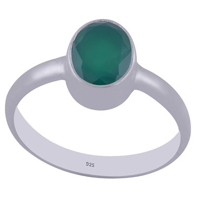 Beautifully Seated Gemston Green Onyx Oval Shape 925 Sterling Solid Silver Ring - R1000446-9