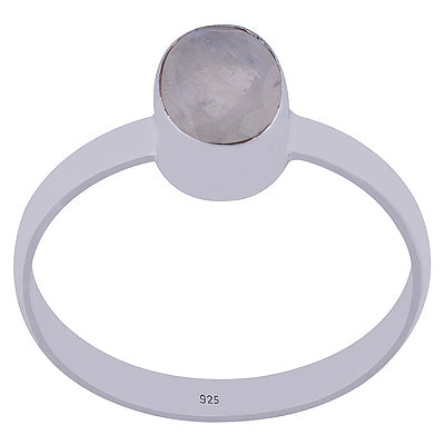 Stunning Plain Rainbow Moonstone Oval Shape 925 Sterling Solid Silver Ring - R1000470-15