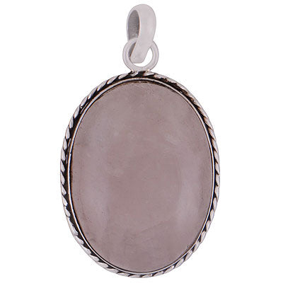 Beautiful Handcrafted Work Around Rose Quartz Oval Shape 925 Sterling Solid Silver Pendants - R100054-6