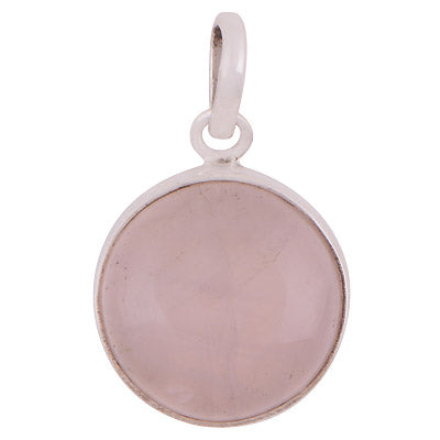Beautiful Gemstone Rose Quartz Round Shape 925 Sterling Solid Silver Pendants - R100055-30