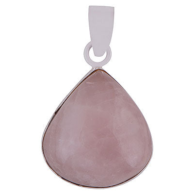 Beautiful Plain Collet Rose Quartz Pear Shape 925 Sterling Solid Silver Pendants - main product photo (R100057-17)